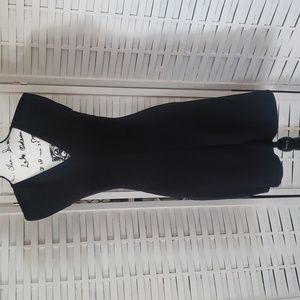 Everlane black sleeveless V-neck back full zip sheath dress size 00